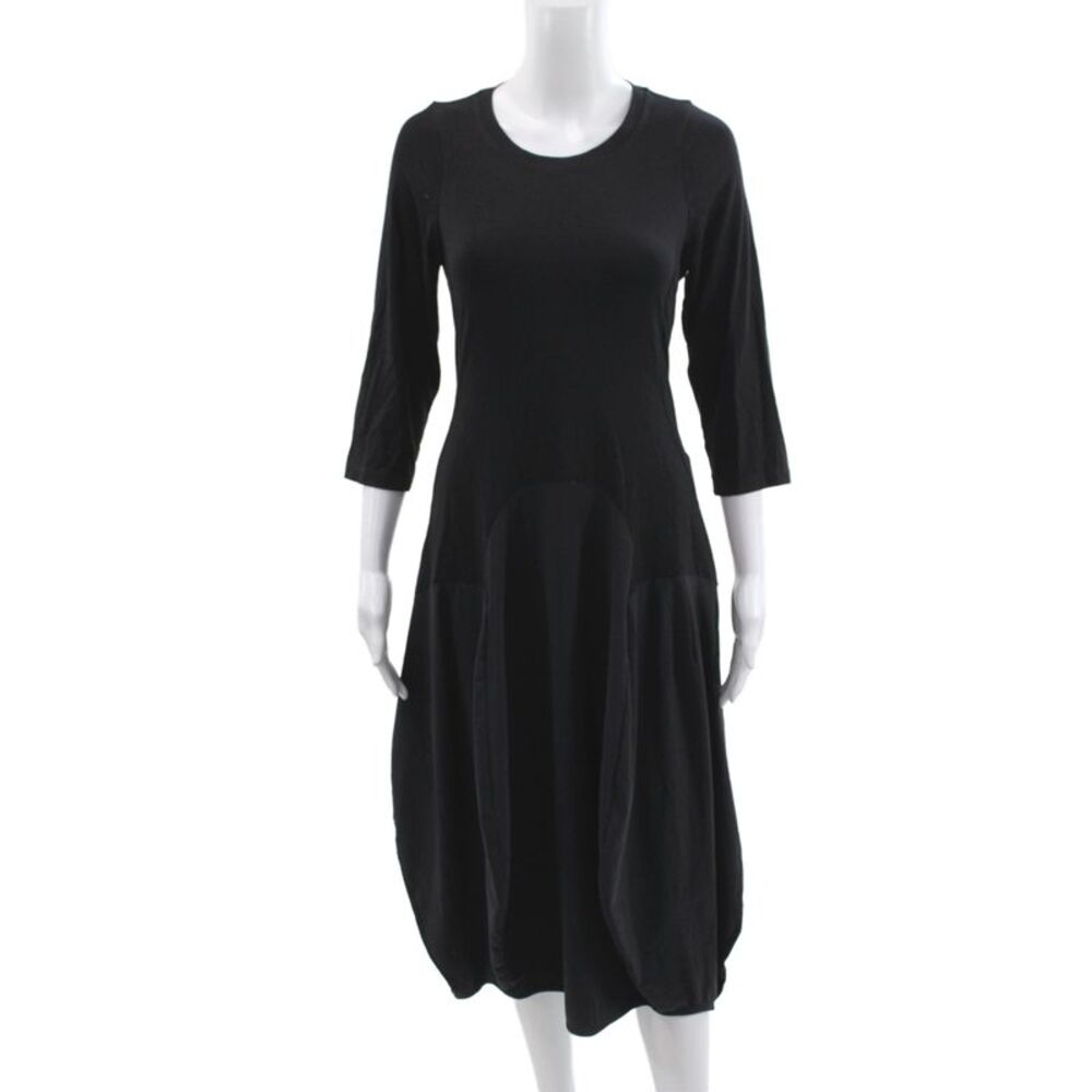 Tekbika By Alembika Women Trapeze Swing Mid Calf Black 3/4 Sleeve Dress Size 1